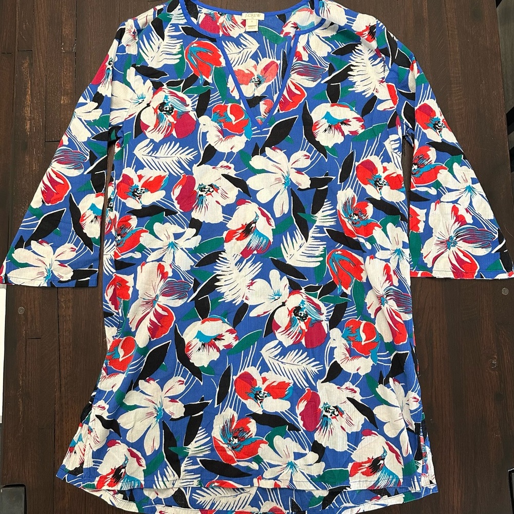 J. Crew Blue and White Floral Cover Up